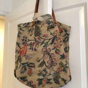 Madewell canvas and leather strap beach bag